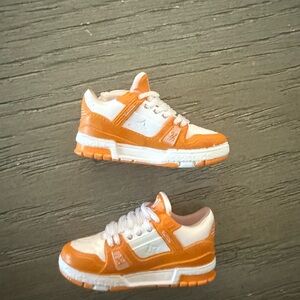 Labubu Louis Vuitton design Orange and White Sneakers